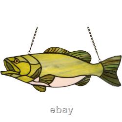 W10067 Largemouth Bass Fish Tiffany Style Stained Glass Suncatcher Window Pan