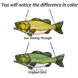 W10067 Largemouth Bass Fish Tiffany Style Stained Glass Suncatcher Window Pan