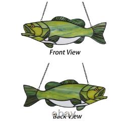 W10067 Largemouth Bass Fish Tiffany Style Stained Glass Suncatcher Window Pan