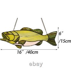 W10067 Largemouth Bass Fish Tiffany Style Stained Glass Suncatcher Window Pan