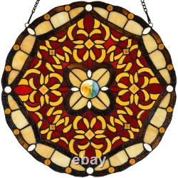 W10086 Baroque Tiffany Style Stained Glass Window Panel for Home Decoration