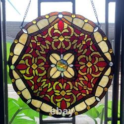 W10086 Baroque Tiffany Style Stained Glass Window Panel for Home Decoration