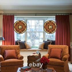 W10086 Baroque Tiffany Style Stained Glass Window Panel for Home Decoration