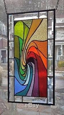 WITH A FLIP OF THE PAGE Stained Glass Window Panel (Signed and dated)