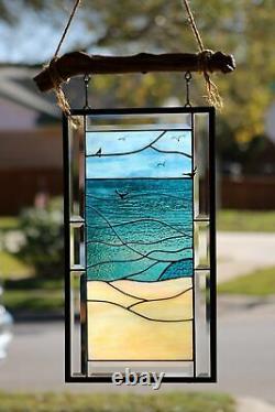 Wear I want to be Beveled Stained Glass Window Panel- Hanging