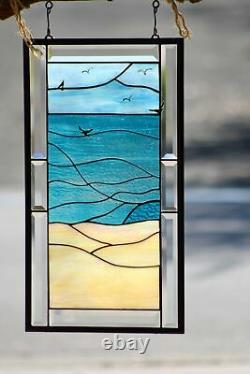 Wear I want to be Beveled Stained Glass Window Panel- Hanging