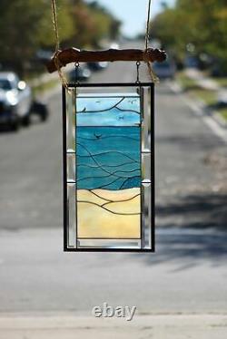 Wear I want to be Beveled Stained Glass Window Panel- Hanging