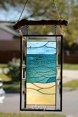 Wear I want to be Beveled Stained Glass Window Panel- Hanging