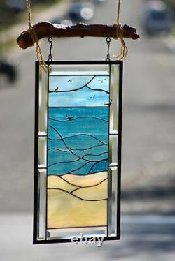 Wear I want to be Beveled Stained Glass Window Panel- Hanging