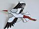 White Stork Stained Glass Panel Large Flying Bird Suncatcher
