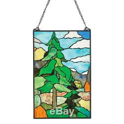 Wilderness Art Stained Glass Panel Tiffany Style Wall Hanging, Sun Catcher