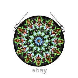Window Panel 26 Round Floral Design Tiffany Style Stained Glass ONE THIS PRICE