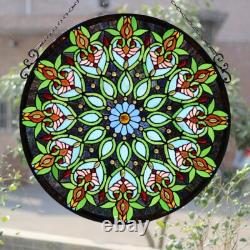 Window Panel 26 Round Floral Design Tiffany Style Stained Glass ONE THIS PRICE