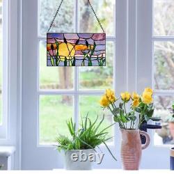 Window Panel Cattails At Sunset Landscapes Colorful Stained Glass Hanging Chain