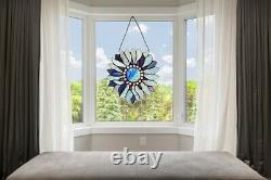 Window Panel Floral Multi Color Flower Tiffany Style Stained Glass 11 Round