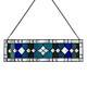 Window Panel Geometric Patterning Blue 44-Cut Stained Glass Hanging Contemporary