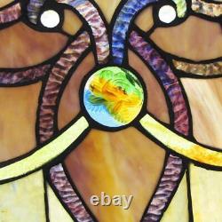 Window Panel Glass Hanging Hardware Amber Stained Glass Wall Decor New