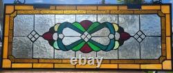 Window Panel Glass Hanging Victorian Style Stained Glass Panel 29 1/2 X 12