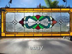 Window Panel Glass Hanging Victorian Style Stained Glass Panel 29 1/2 X 12