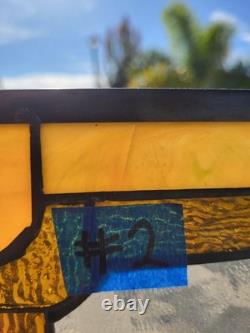 Window Panel Glass Hanging Victorian Style Stained Glass Panel 29 1/2 X 12