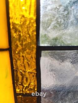 Window Panel Glass Hanging Victorian Style Stained Glass Panel 29 1/2 X 12