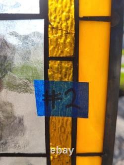 Window Panel Glass Hanging Victorian Style Stained Glass Panel 29 1/2 X 12