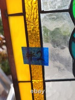 Window Panel Glass Hanging Victorian Style Stained Glass Panel 29 1/2 X 12
