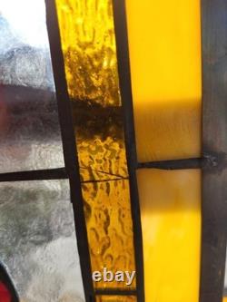 Window Panel Glass Hanging Victorian Style Stained Glass Panel 29 1/2 X 12