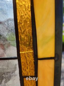 Window Panel Glass Hanging Victorian Style Stained Glass Panel 29 1/2 X 12