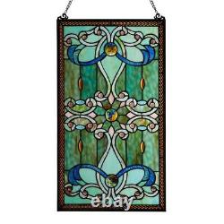 Window Panel Green Stained Glass Brandi's Handcrafted Wall Art Decorative Chain