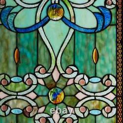 Window Panel Green Stained Glass Brandi's Handcrafted Wall Art Decorative Chain