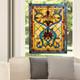Window Panel Handcrafted Multi Stained Glass Fiery Hearts and Flowers NEW