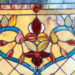 Window Panel Handcrafted Multi Stained Glass Fiery Hearts and Flowers NEW