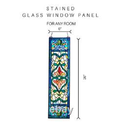 Window Panel Handcrafted Victorian Stained Glass Fleur De Lis River of Goods NEW