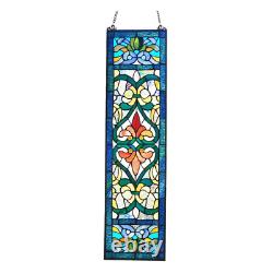Window Panel Handcrafted Victorian Stained Glass Fleur De Lis River of Goods NEW