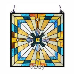 Window Panel Mission Arts & Craft Stained Glass Tiffany Style 20 x 20