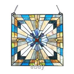 Window Panel Mission Arts Crafts Stained Glass Tiffany Style LAST ONE THIS PRICE