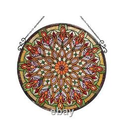 Window Panel Round Victorian Floral Tiffany Style Stained Glass ONE THIS PRICE