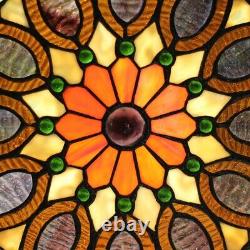 Window Panel Round Victorian Floral Tiffany Style Stained Glass ONE THIS PRICE