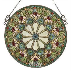 Window Panel Tiffany Style Stained Glass Floral 23 Round LAST ONE THIS PRICE