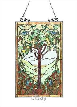 Window Panel Tree Of Hope Design 20 W X 32 L Tiffany Style Stained Cut Glass