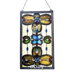 Window Panel Victorian Design 15 X 26 Tiffany Style Stained Glass ONE THIS PRICE