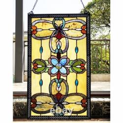 Window Panel Victorian Design 15 X 26 Tiffany Style Stained Glass ONE THIS PRICE