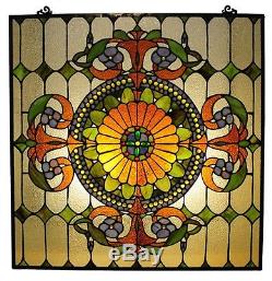 Window Panel Victorian Design Stained Glass 25 x 25 LAST ONE THIS PRICE