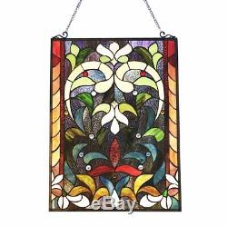 Window Panel Victorian Stained Cut Glass Tiffany Style 18 X 24 Colorful