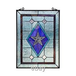 Window Panel Victorian Star Stained Cut Glass Tiffany Style 18 x 25