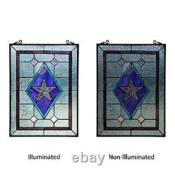 Window Panel Victorian Star Stained Cut Glass Tiffany Style 18 x 25