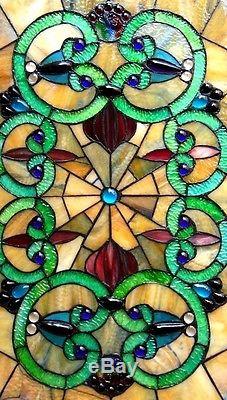 Window Panel Vintage Victorian Design 17 W X 28 L Tiffany Style Stained Glass