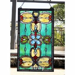 Window Panel Vintage Victorian Suncatcher 15 X 26 Tiffany Style Stained Glass