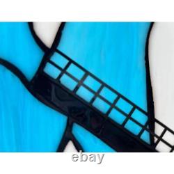 Window Panel Windmill Stained Glass Windmill Tulips Pastoral Art Hanging Chain